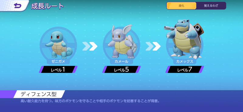 カメックス 成長ルート